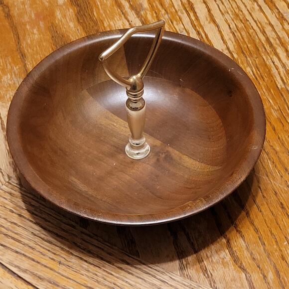 Vintage J B Deere Cedarcraft Walnut And Brass Serving Bown Nuts Catch All - Picture 1 of 7